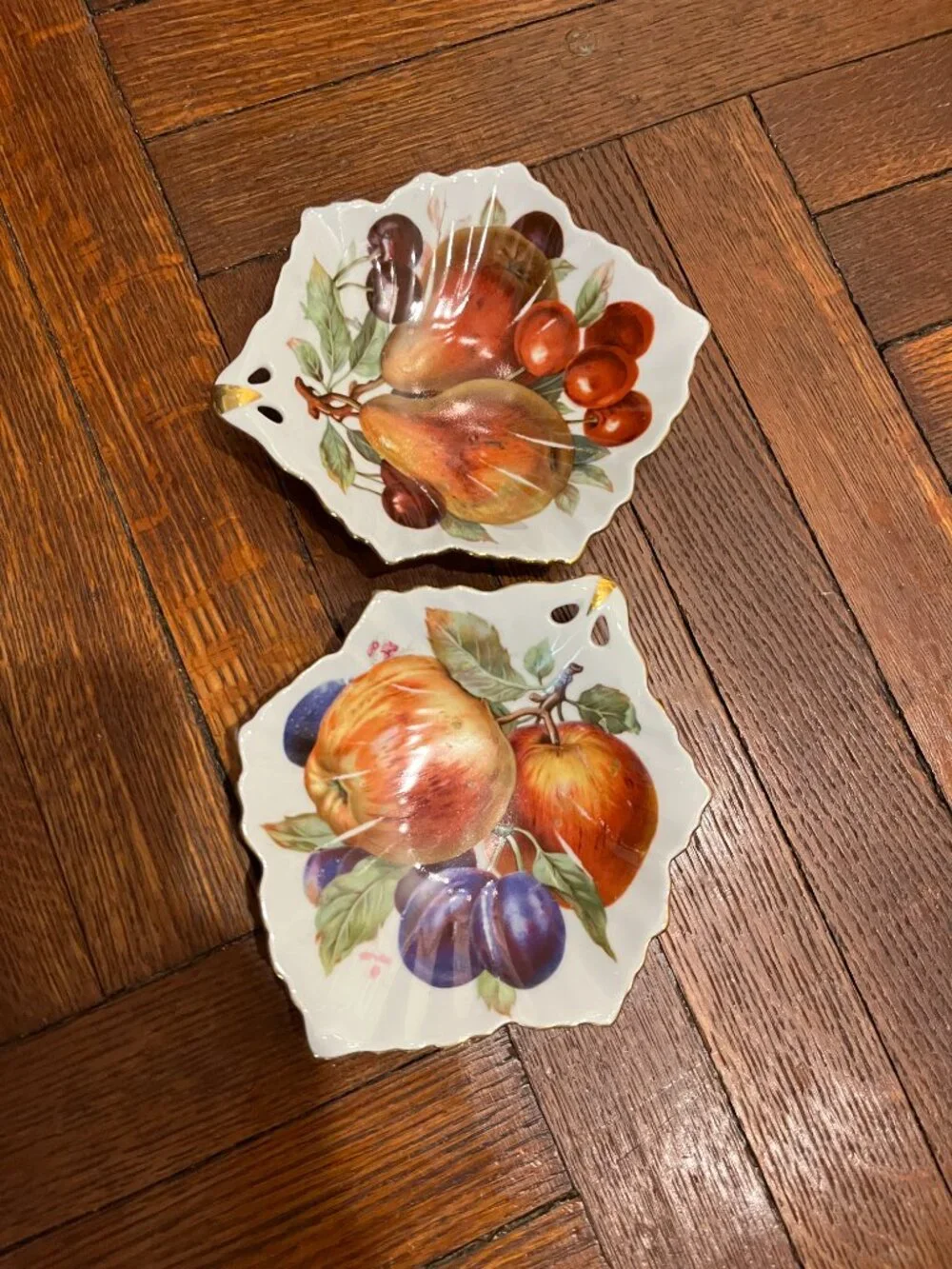 Vintage Mitterteich Bavaria Porcelain Dishes Set of TWO - Fruit Motif Germany